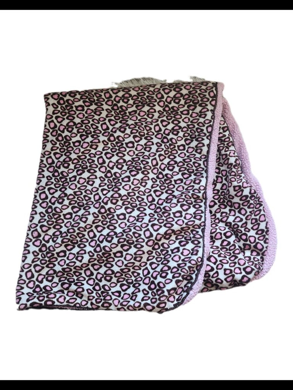 Leopard Print Fleece Baby Throw With Sherpa Lining